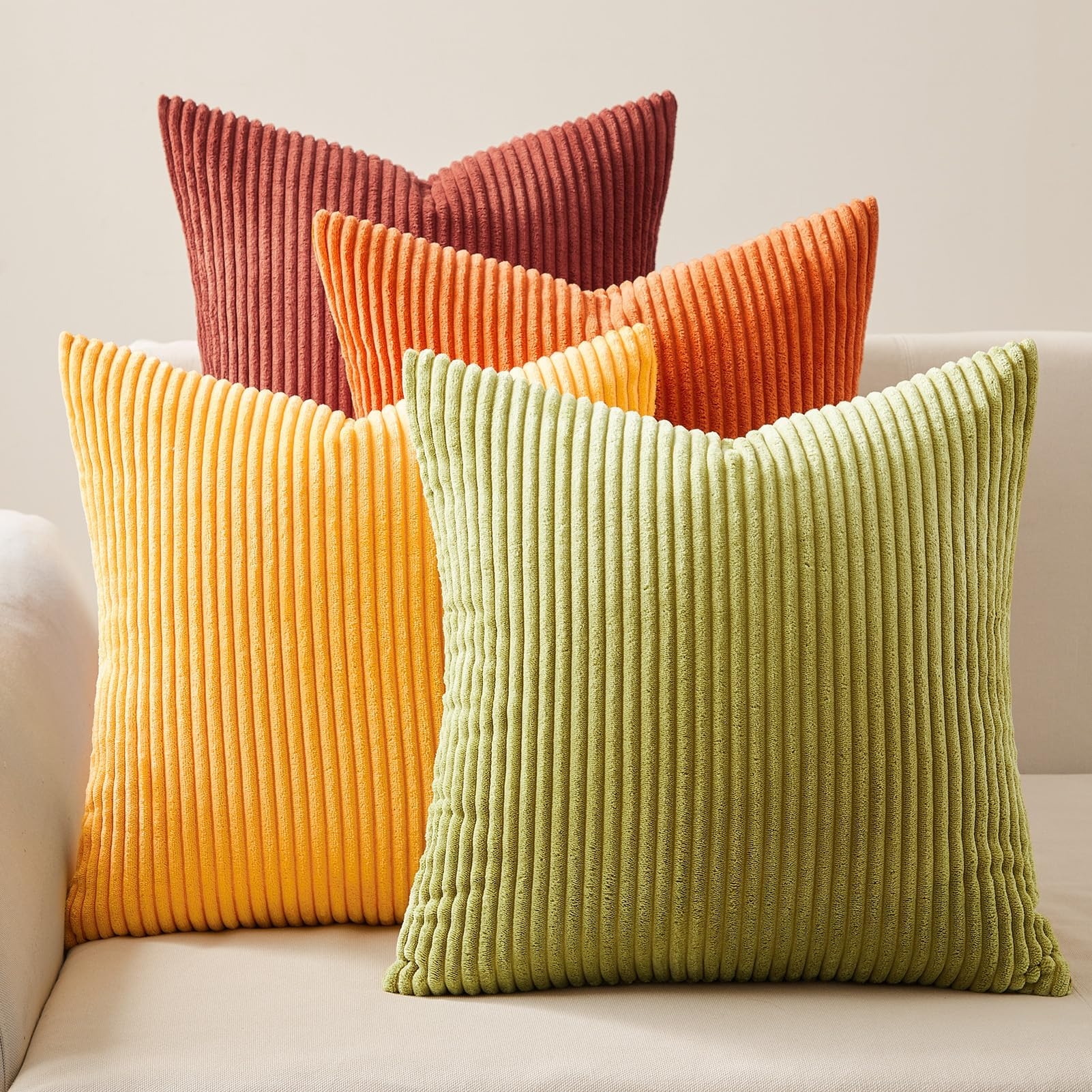 Throw Pillows Corduroy Autumn Gradient Ribbed Stripes