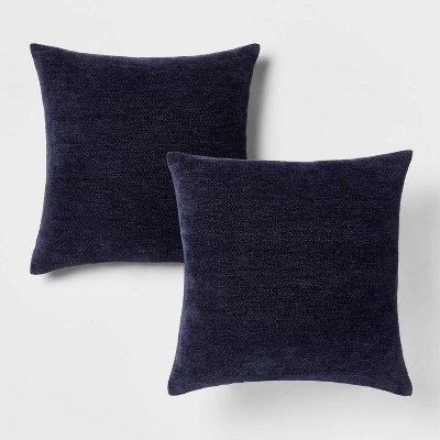 Throw Pillows: Deep Navy Hue Textured Set of 2 Cushions