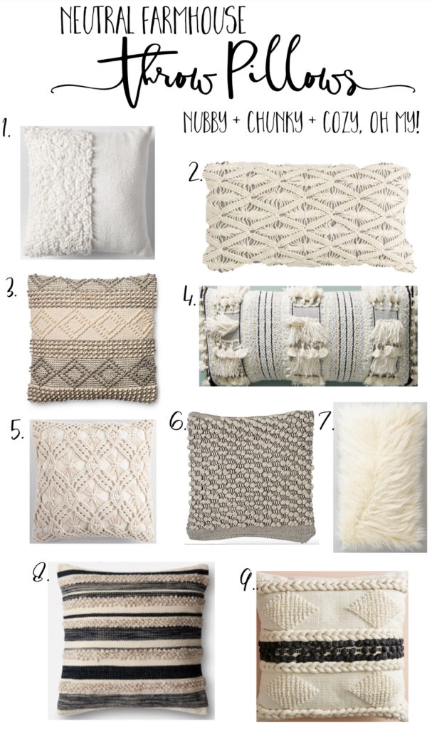 Throw Pillows: Heavy Texture Bobble Knit Neutral Palette