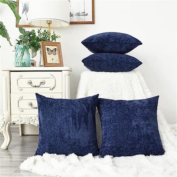 Throw Pillows: Solid Dyed Fabric Chenille Cushion Set