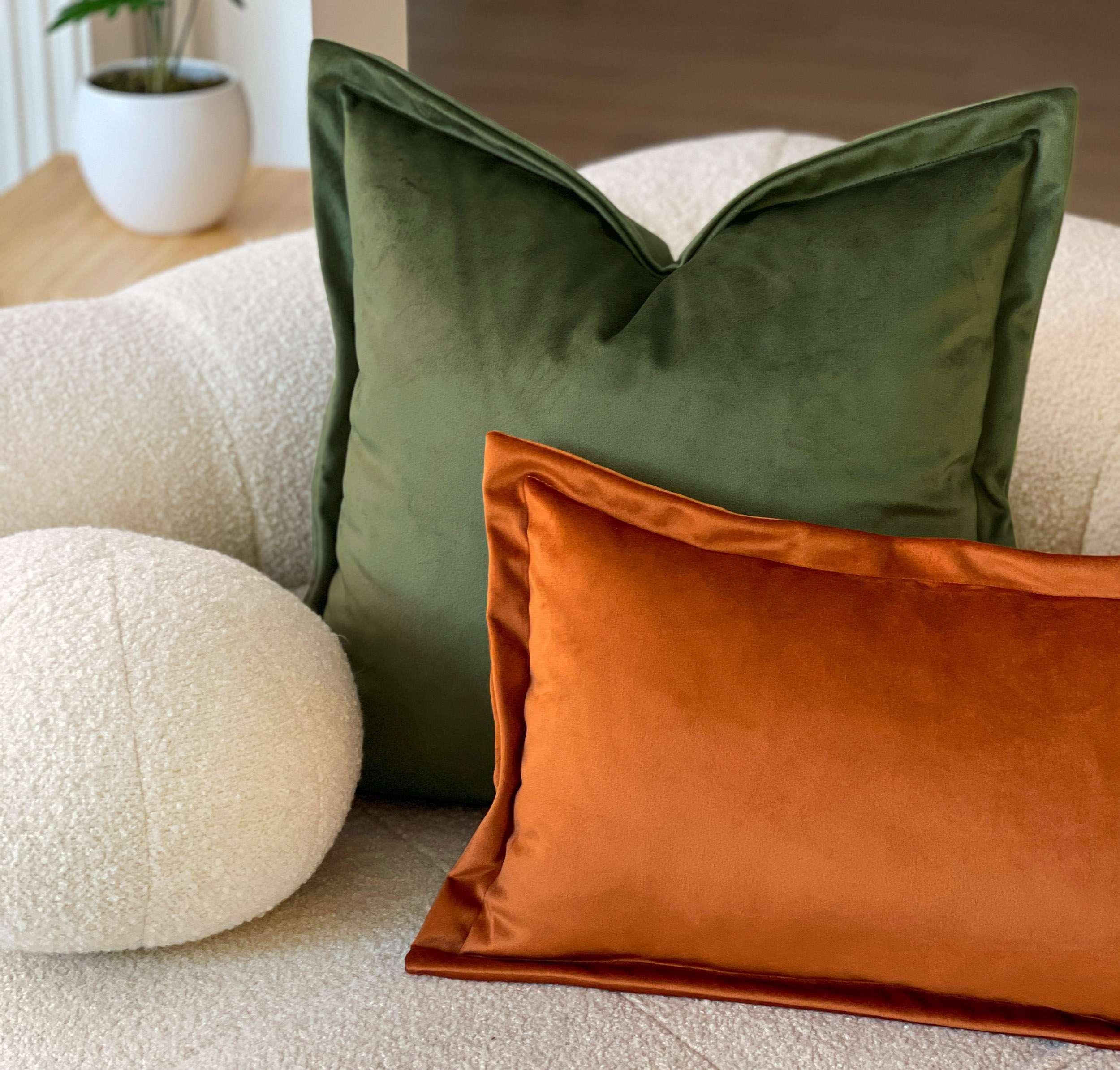 Throw Pillows Velvet Flange Border Earthy Jewel Tone