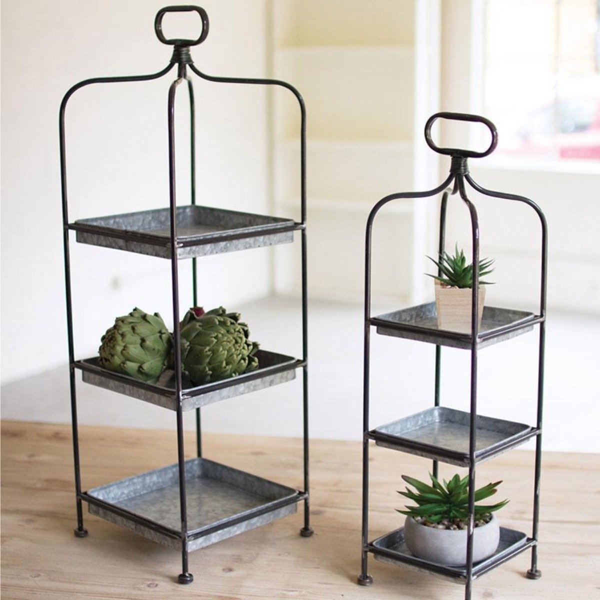 Tiered Display Stand Top Loop Handle Industrial Tiered Stands