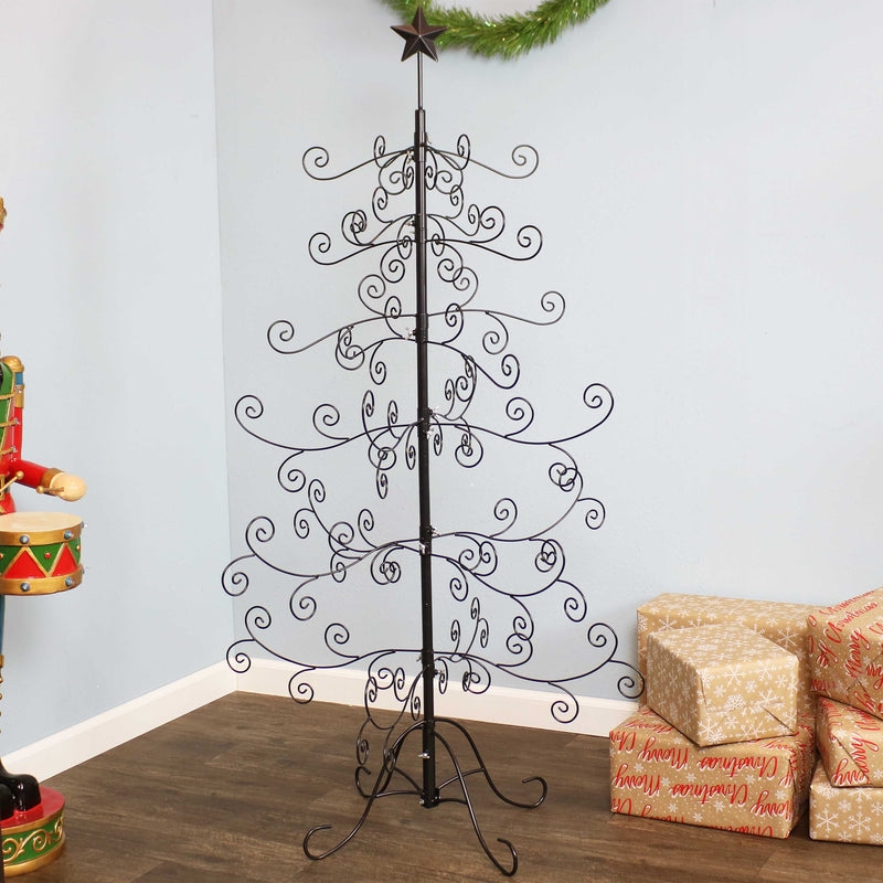 Tiered Ornament Display Tree Featuring Scrollwork Branches