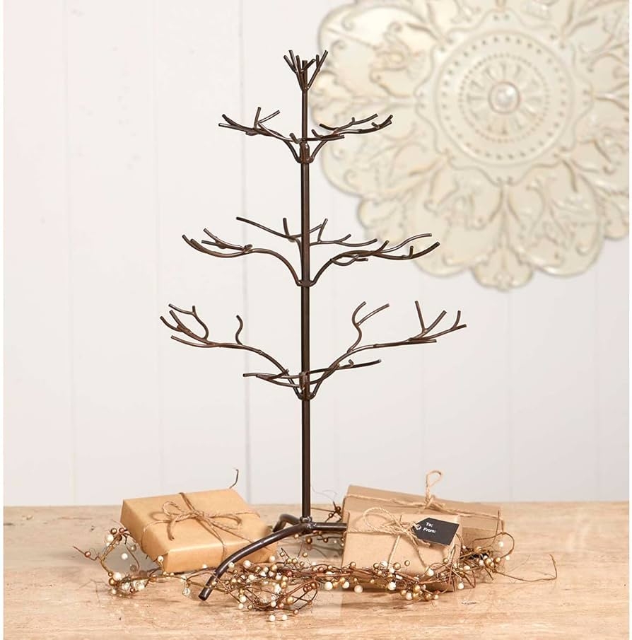Tiered Ornament Stand With Hooked Ends And Tripod Base