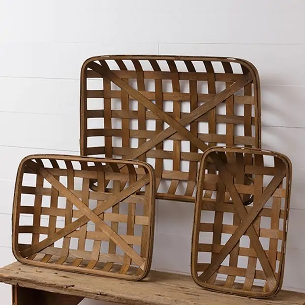 Tobacco Basket Diagonal Cross Bracing Wall Decor Set