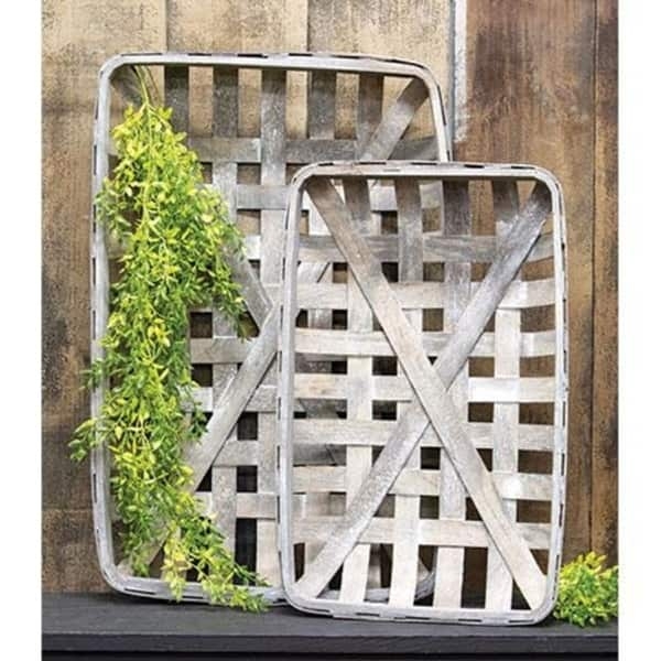 Tobacco Basket Diagonal X-Brace Gray Wall Decor Set