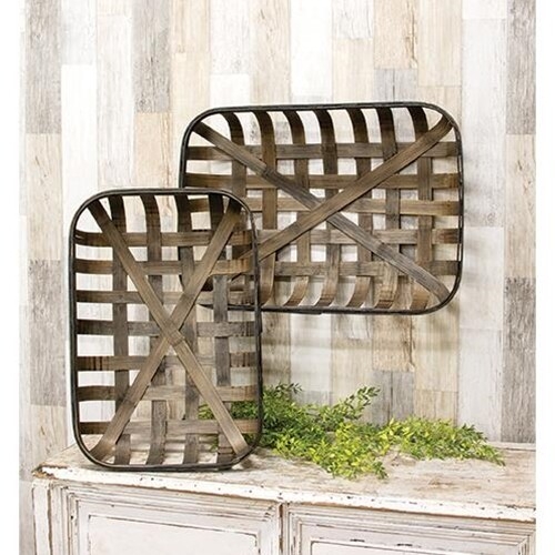 Tobacco Basket Rectangular Shape Woven Bamboo Art Set
