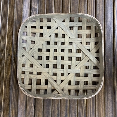 Tobacco Basket Square Rounded Shape Distressed Tray