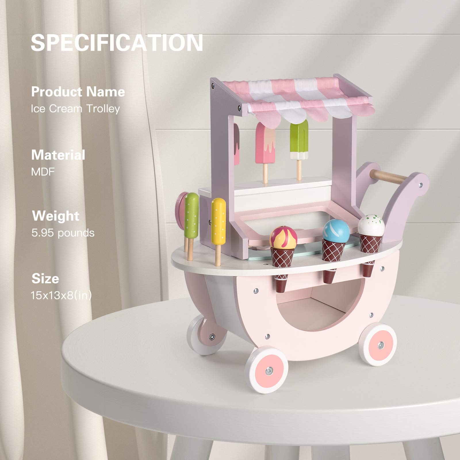 Toy Walker: MDF Construction and Pastel Infant Push Cart