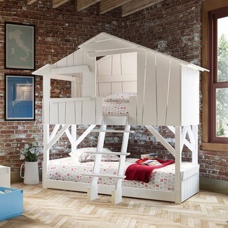 Treehouse Bunk Bed: Central Ladder & Whimsical Kids Loft Bed