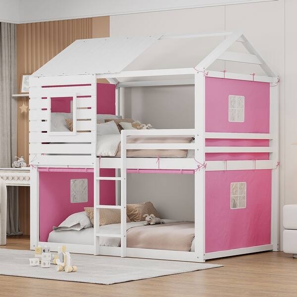Treehouse Bunk Bed: Fabric Tent & Treehouse Bunk Bed Pink