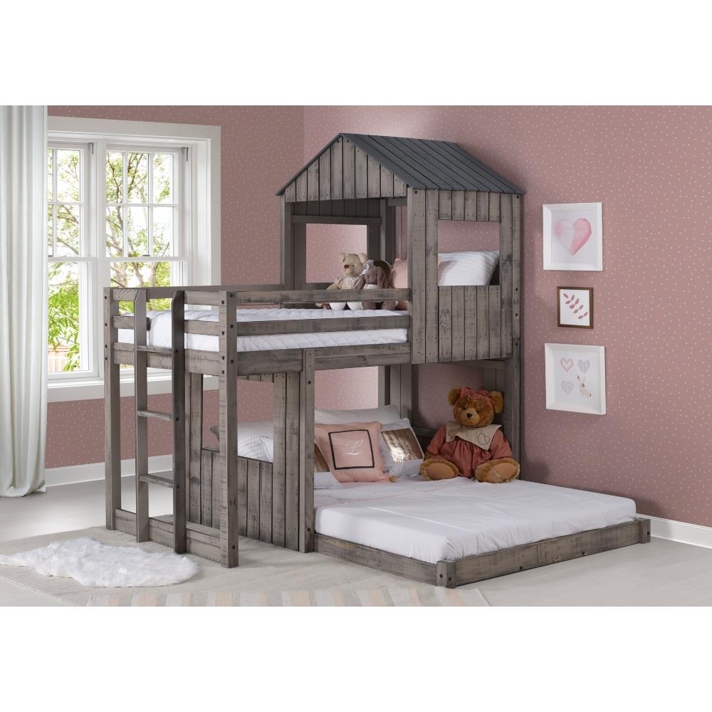 Treehouse Loft Bed: Rustic Lodge & Distressed Wood Cabin Bed