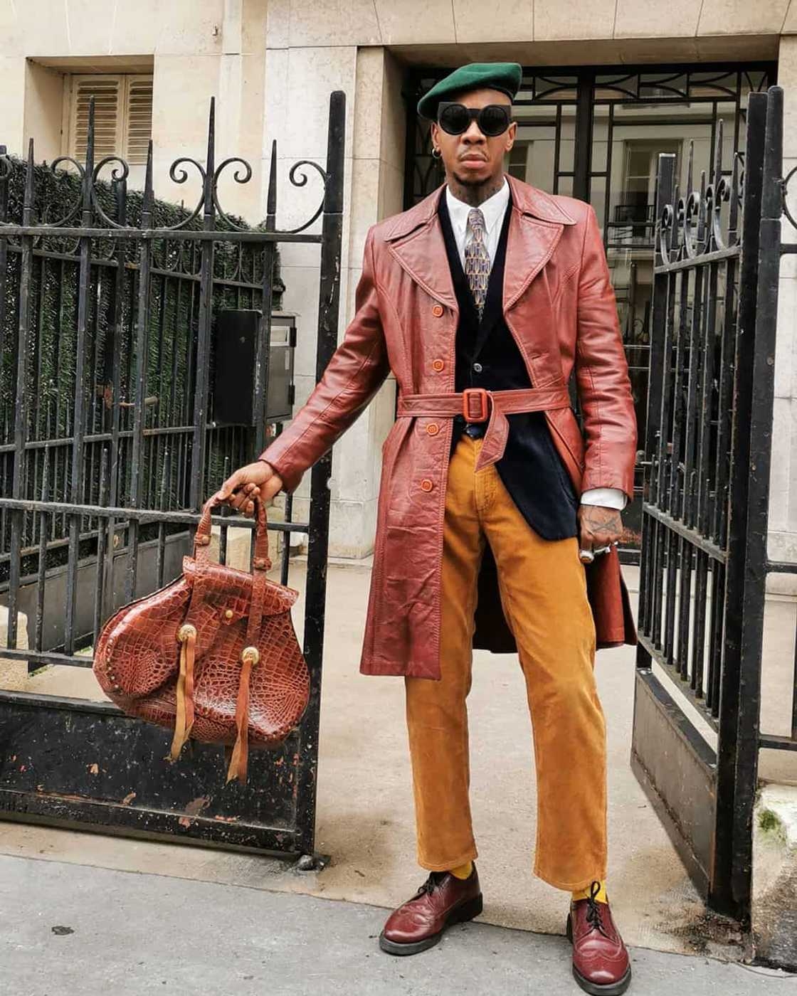 Trench Coat with Crocodile Embossed Bag: Retro Street Style