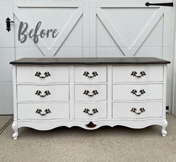 Triple Dresser with Scalloped Apron and Brass Pulls