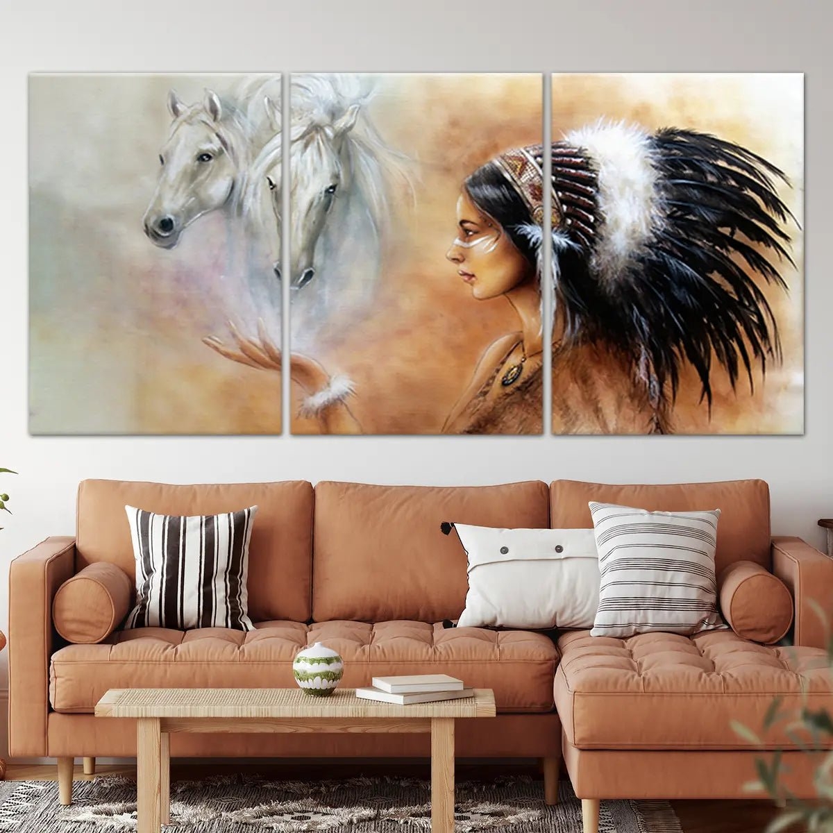 Triptych Wall Art: Three Panel Spirit Horse Design