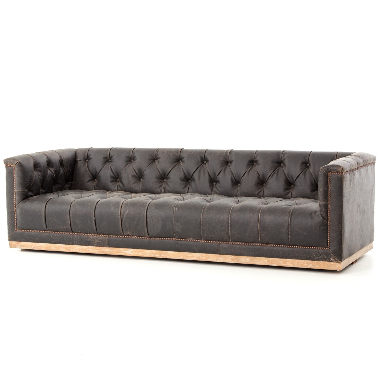 Tufted Sofa with Plinth Base Masculine Living Room Decor