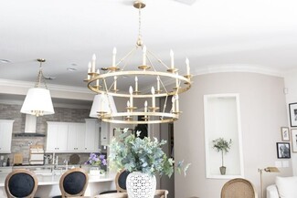 Two Tier Chandelier Brushed Gold Finish Hoop and Candle Silhouette