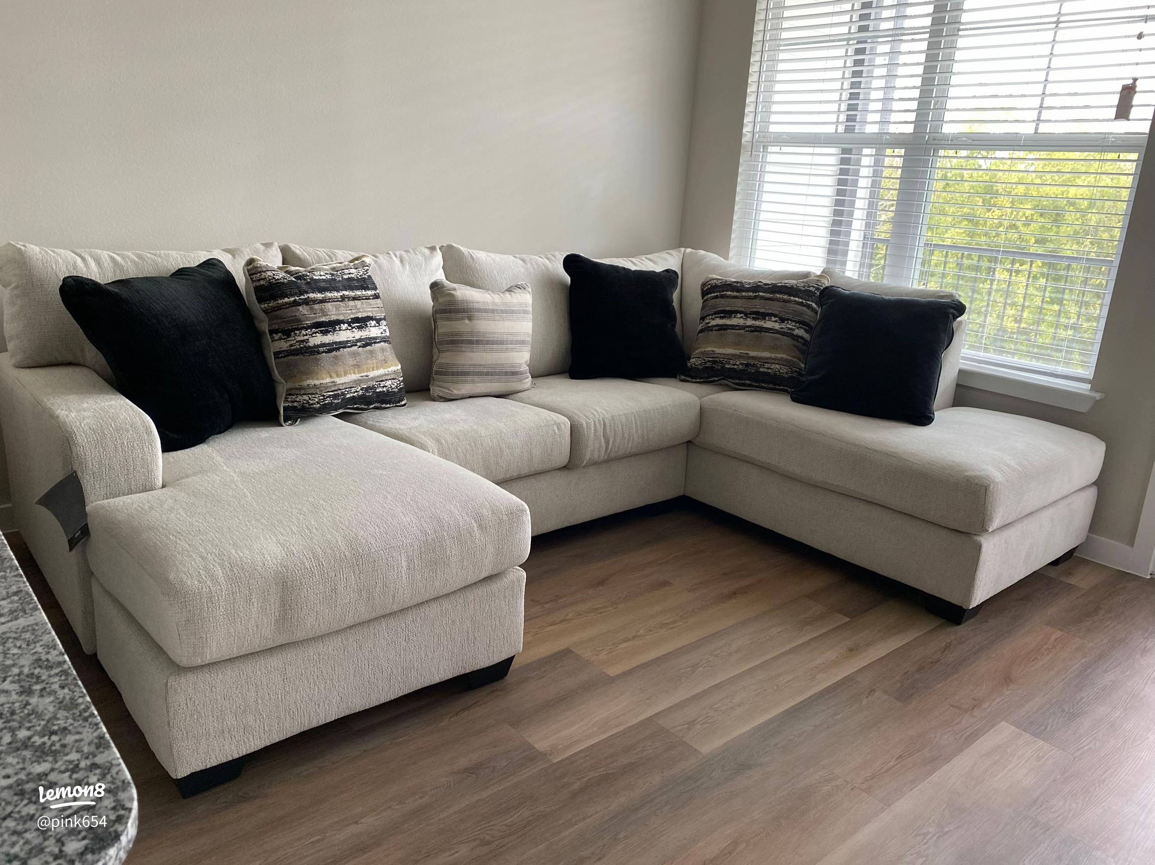 U-Shaped Sectional Off-White Creamy Woven Fabric Seating