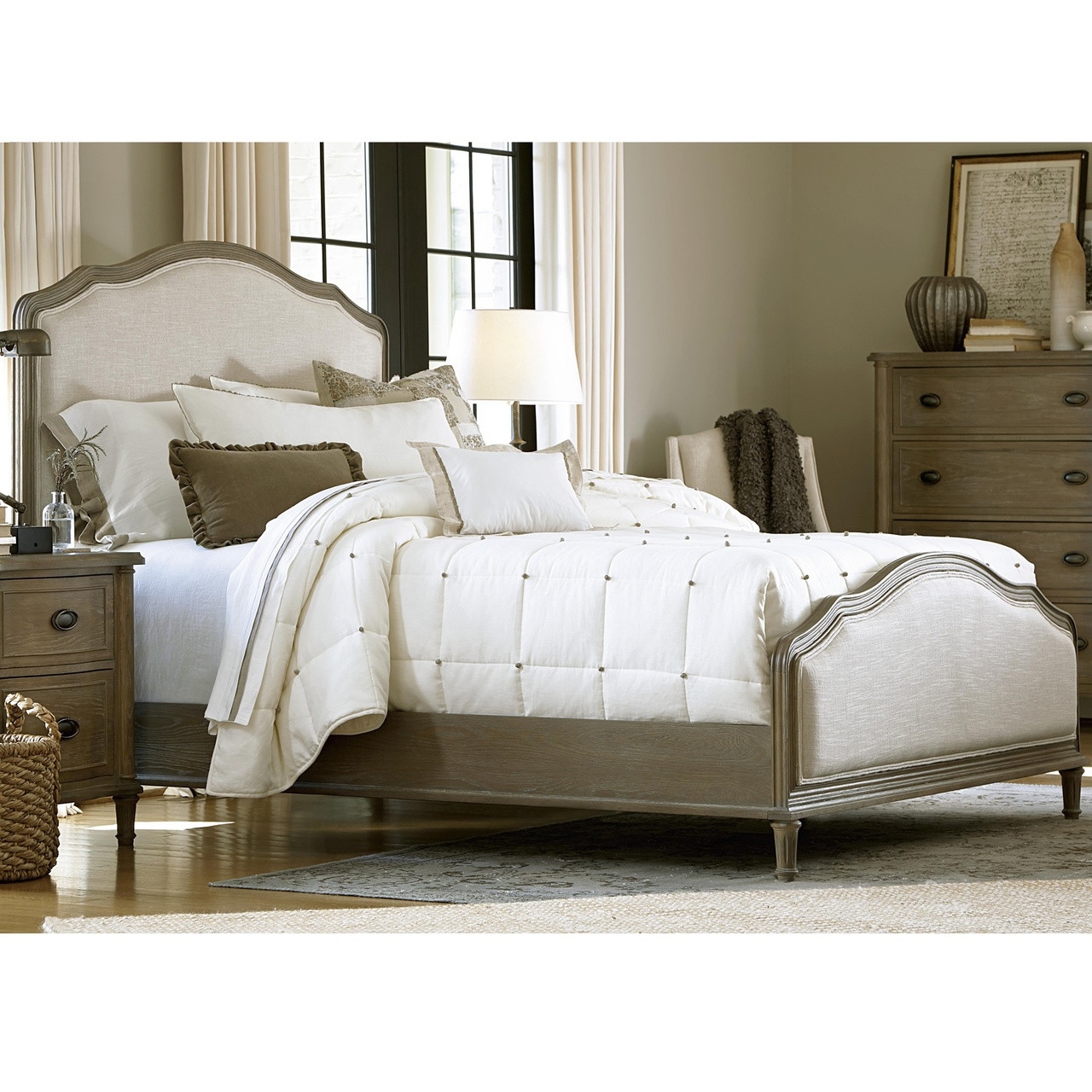 Upholstered Panel Bed Weathered Oak Master Bedroom