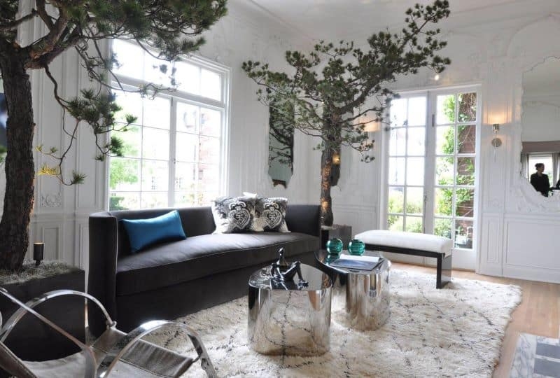 Upholstered Sofa with Polished Chrome for Charcoal Sofa Styling