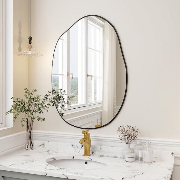 Vanity Mirror Irregular Bathroom Mirror Thin Black Frame