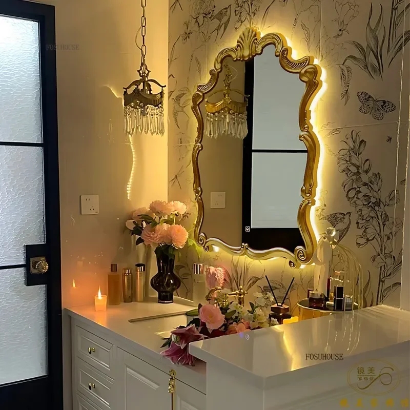 Vanity Mirror: LED Backlighting Ornate Antique Gold Shape