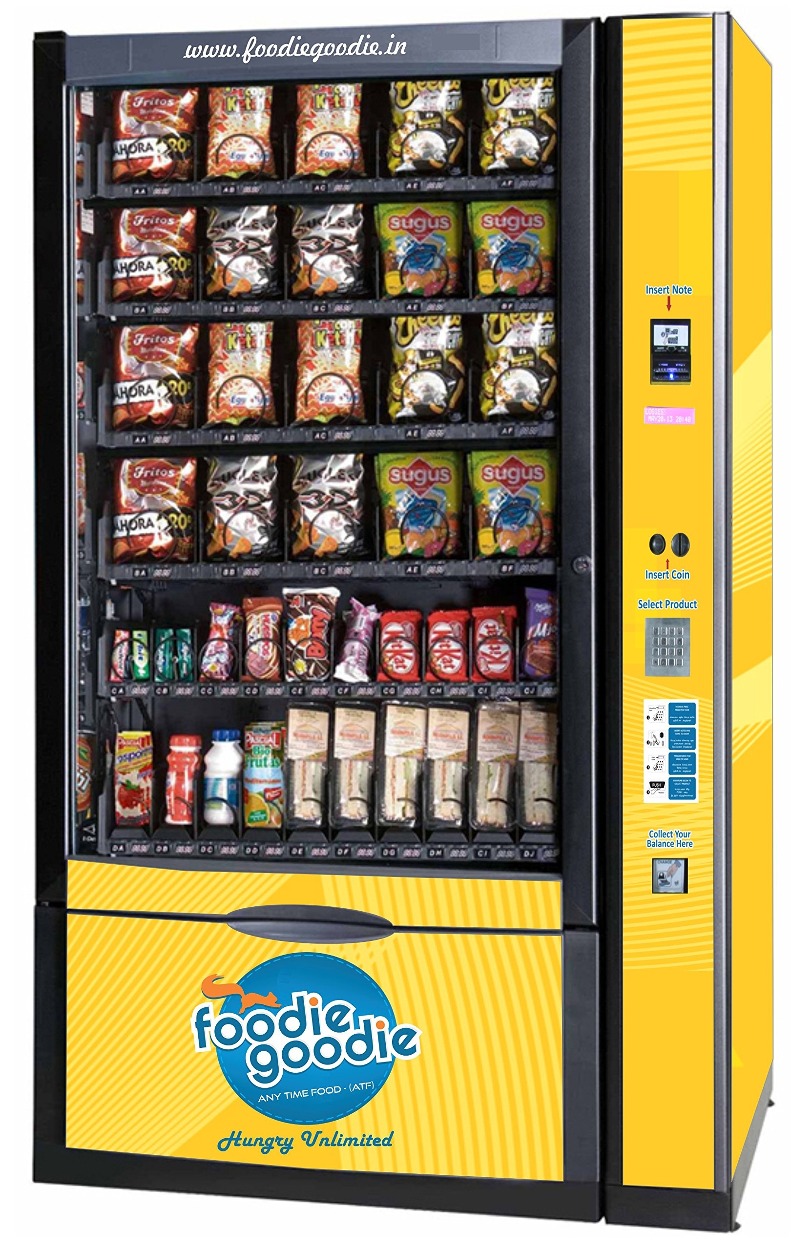 Vending Machine Bright Yellow Branded Integrated Payment