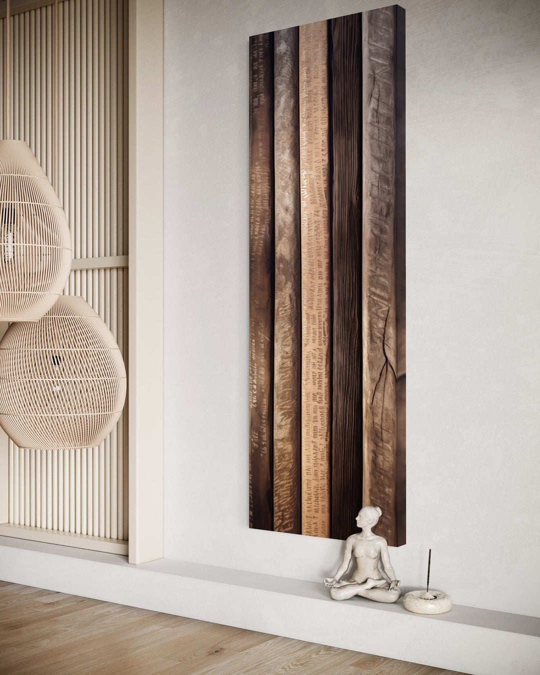 Vertical Wall Art: Slim Vertical Format Rustic Wood Texture Print