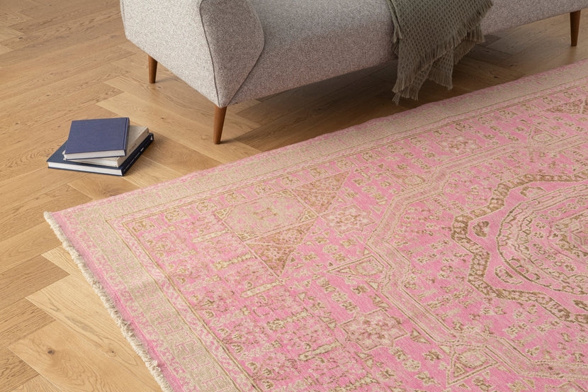 Vintage Persian Rug Vibrant Overdye Bohemian Living Room Decor