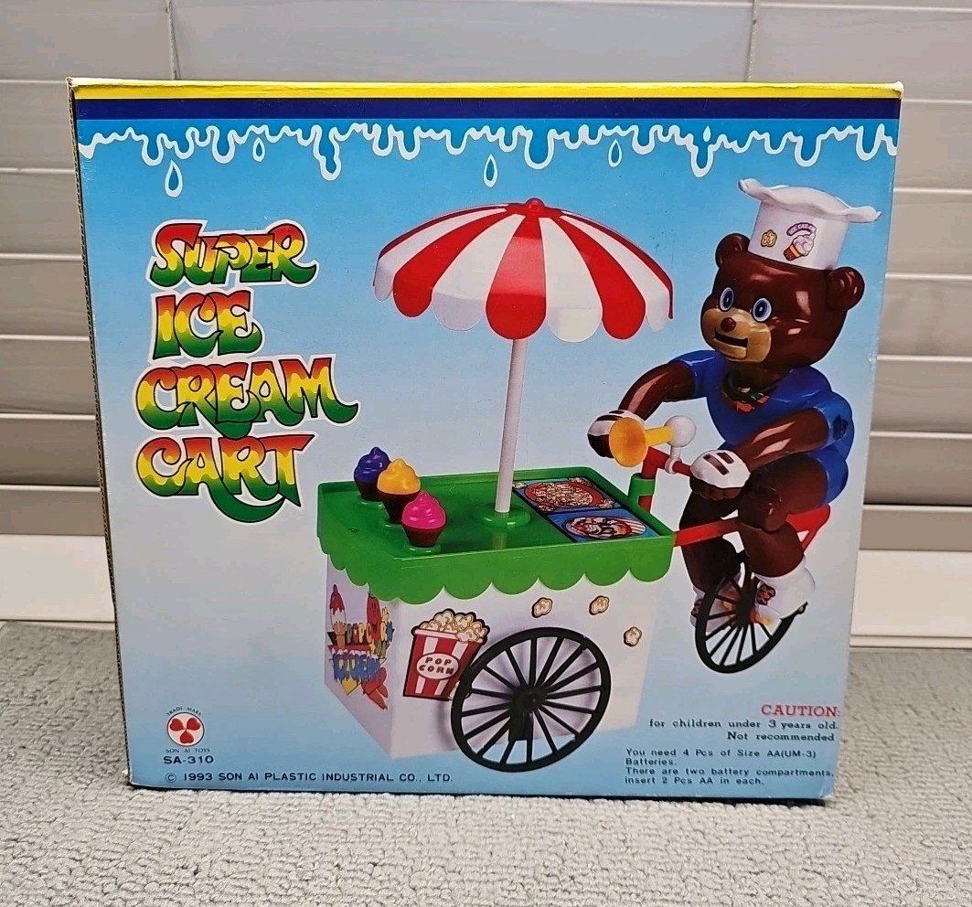 Vintage Toy Cart: 1993 Bear Delivery Driver Retro Graphic