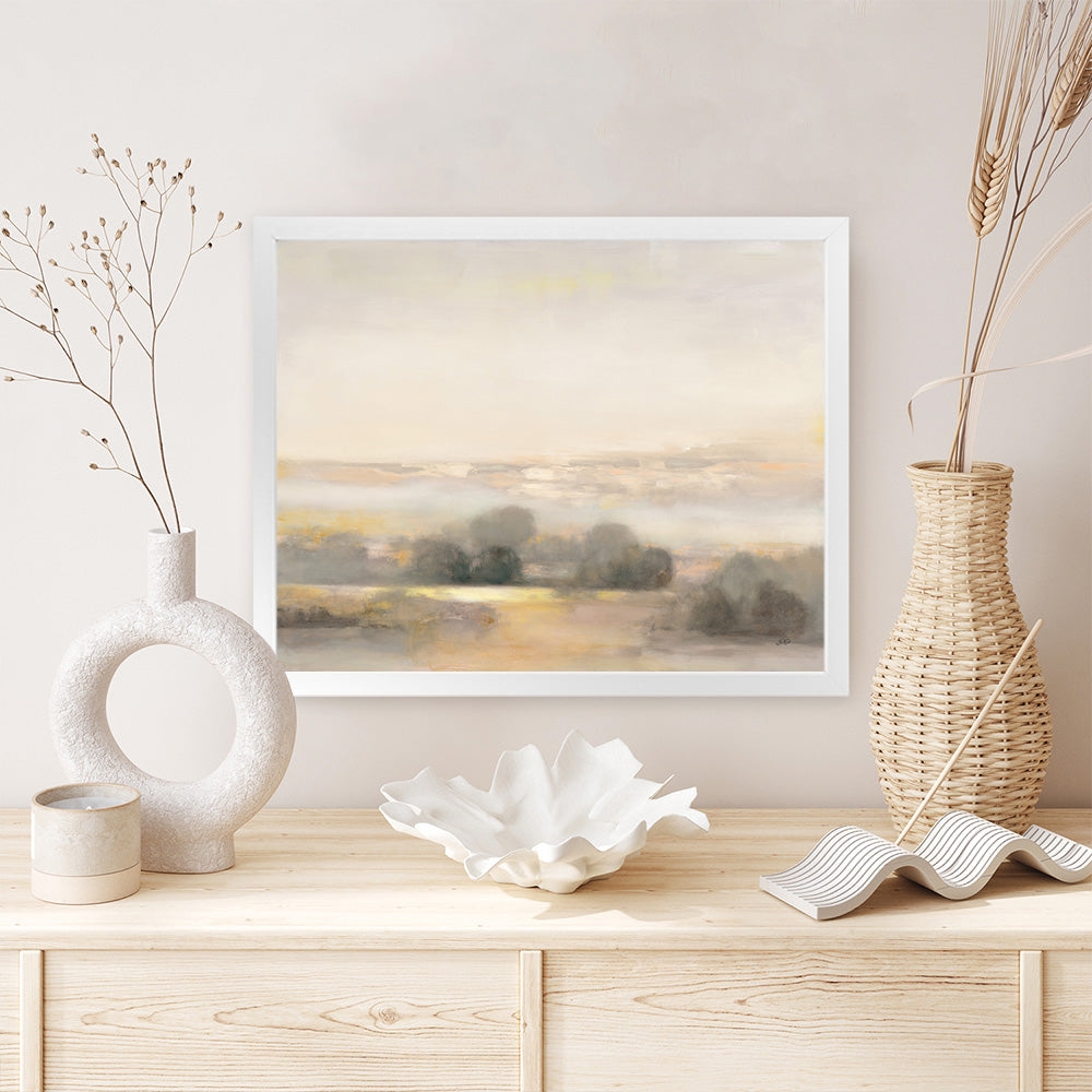 Wall Art: Atmospheric Landscape Decor with Off White Frame