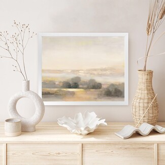 Wall Art: Atmospheric Landscape Decor with Off White Frame
