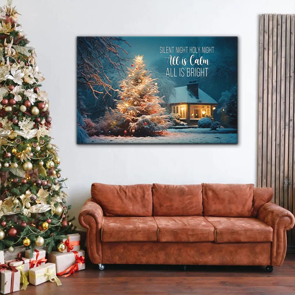 Wall Art Canvas Winter Landscape Theme Silent Night Decor