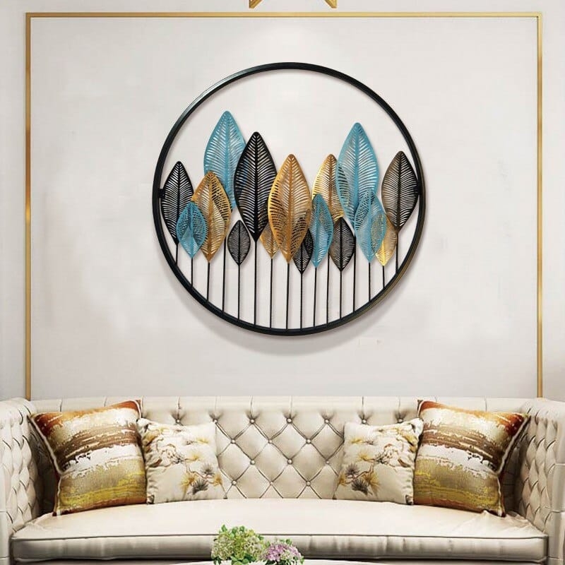 Wall Art Circular Skeleton Leaf Design Botanical Sculpture