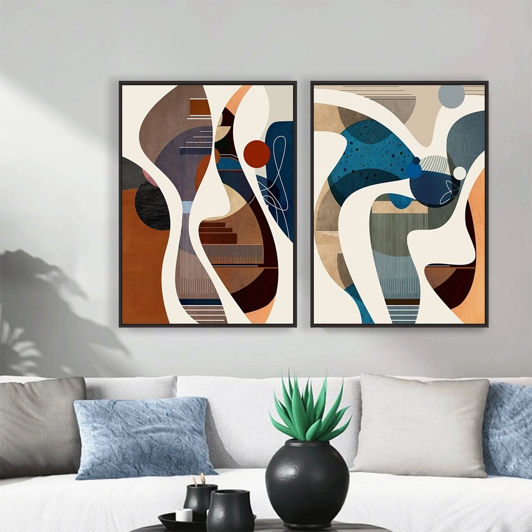 Wall Art Fluid Lines Earth Tone Palette Organic Decor