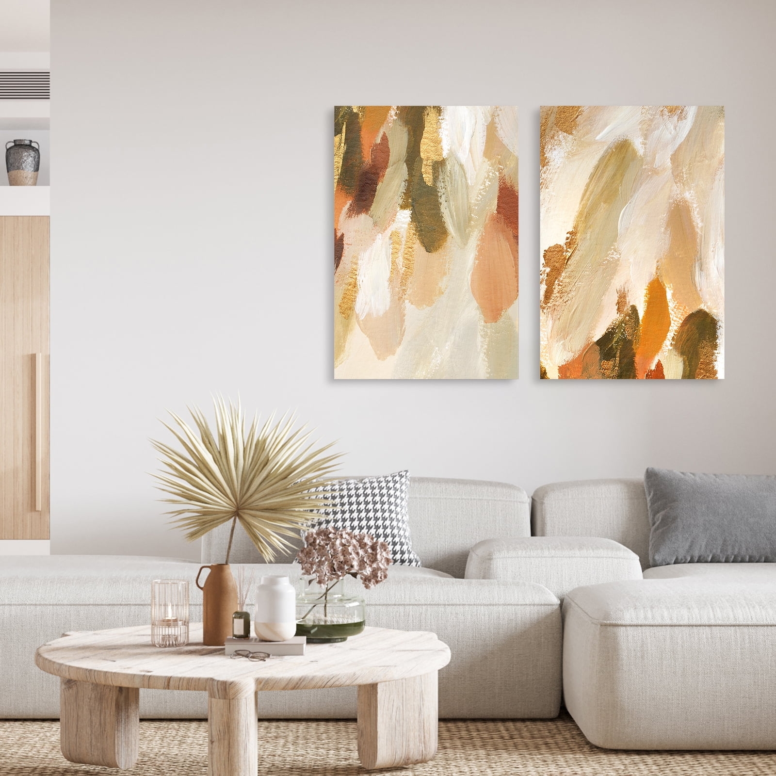 Wall Art Gold Metallic Blocks Earthy Abstract Canvas