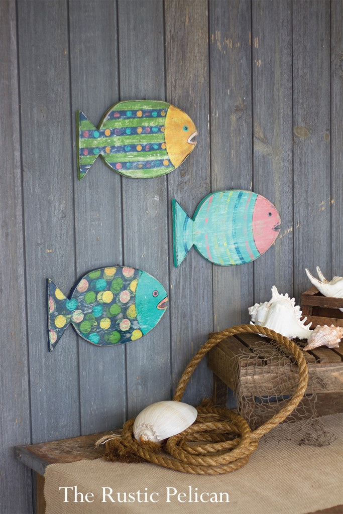 Wall Art: Hand Painted Fish Silhouette Rustic Nautical Decor