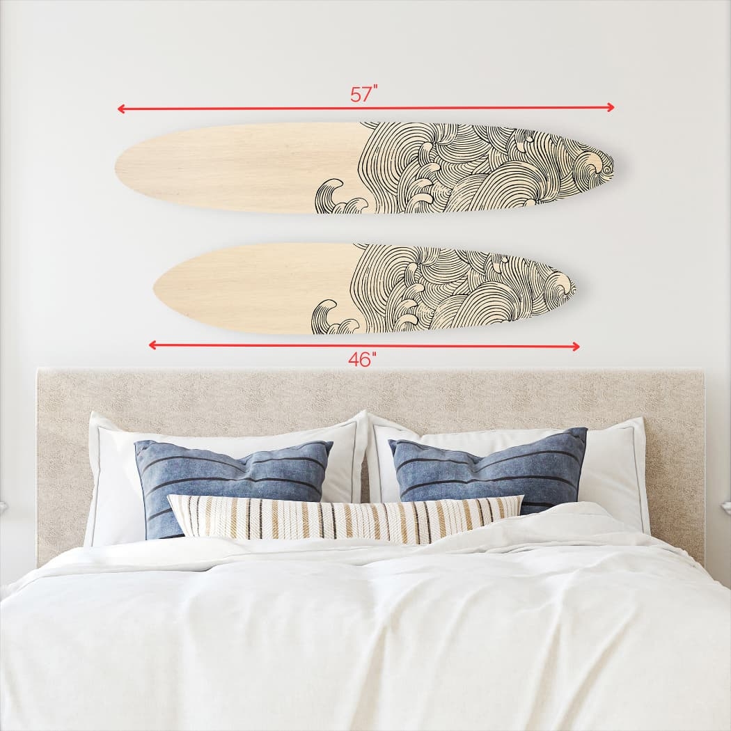 Wall Art Horizontal Mount Wave Graphic Varying Widths