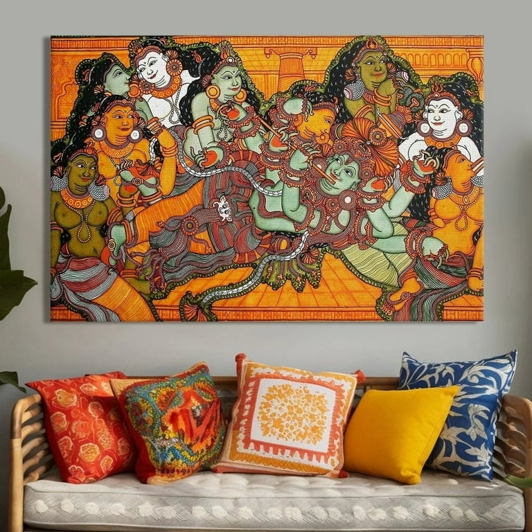 Wall Art: Kerala Mural Style Traditional Indian Decor