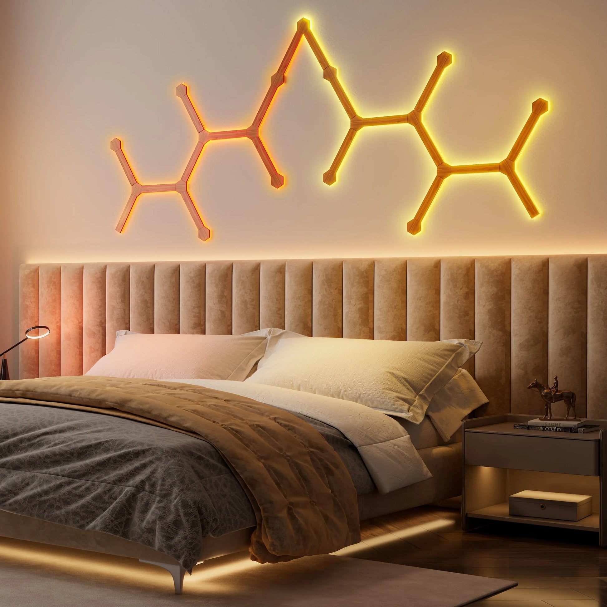 Wall Art Lighting with Modular Geometric Design and Warm Glow