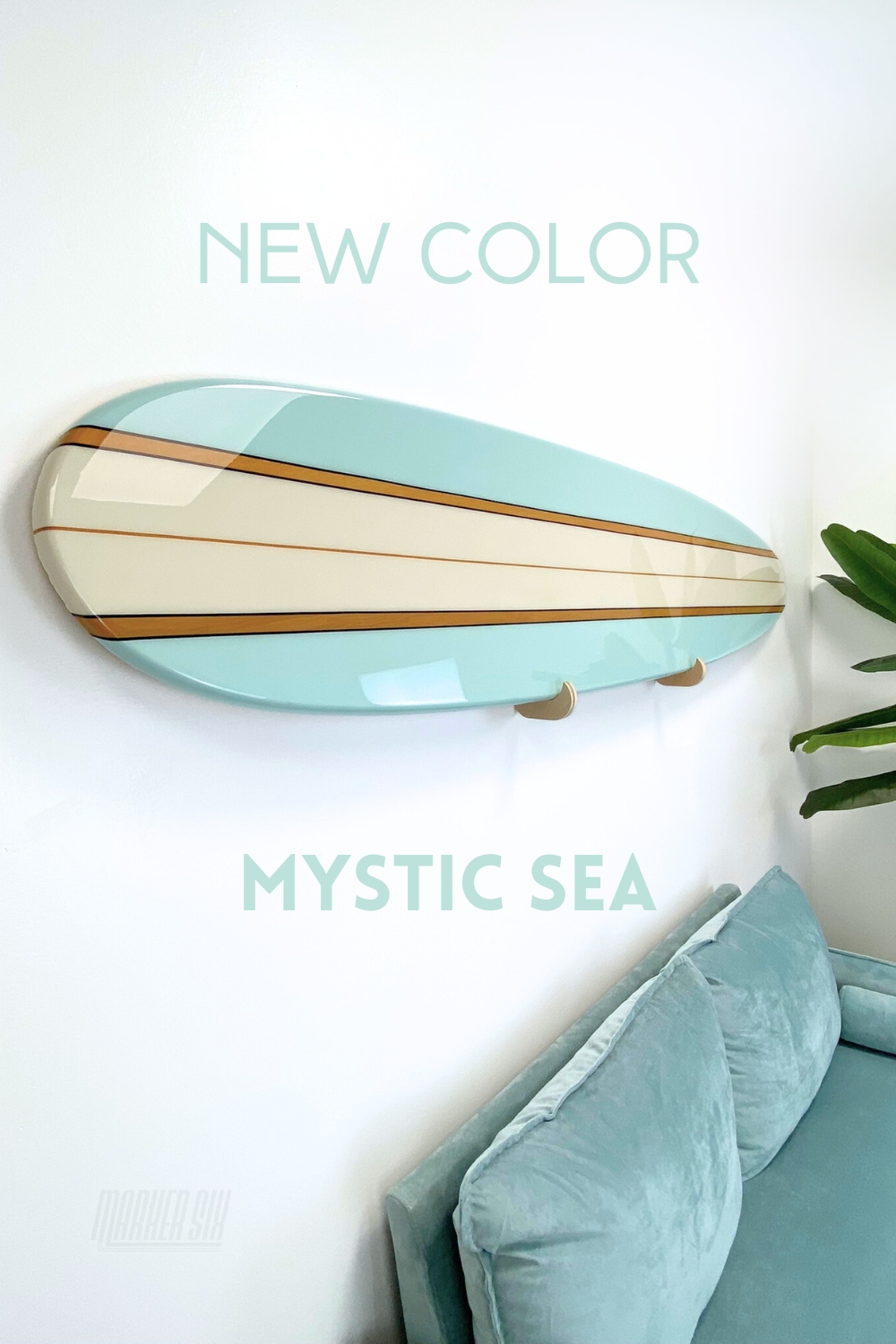 Wall Art Mystic Sea Blue High Gloss Surfboard Sculpture