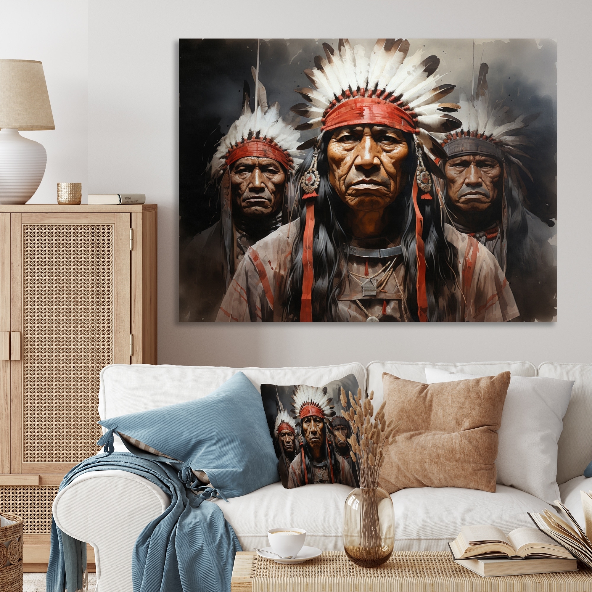 Wall Art: Native American Portrait Organic Textures