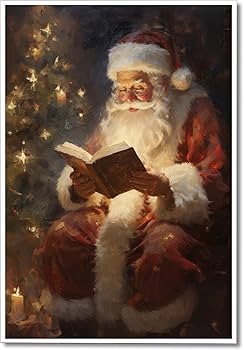 Wall Art Painterly Texture Traditional Holiday Santa Picture