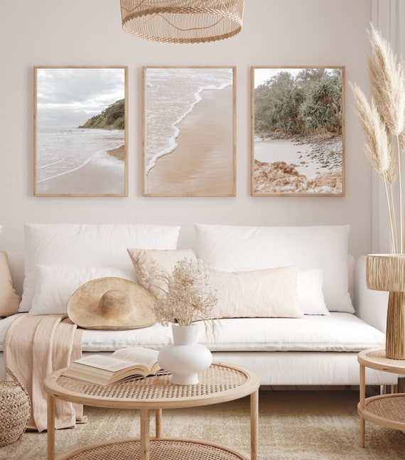 Wall Art: Rattan Cane Texture Triptych Beach Photography Art