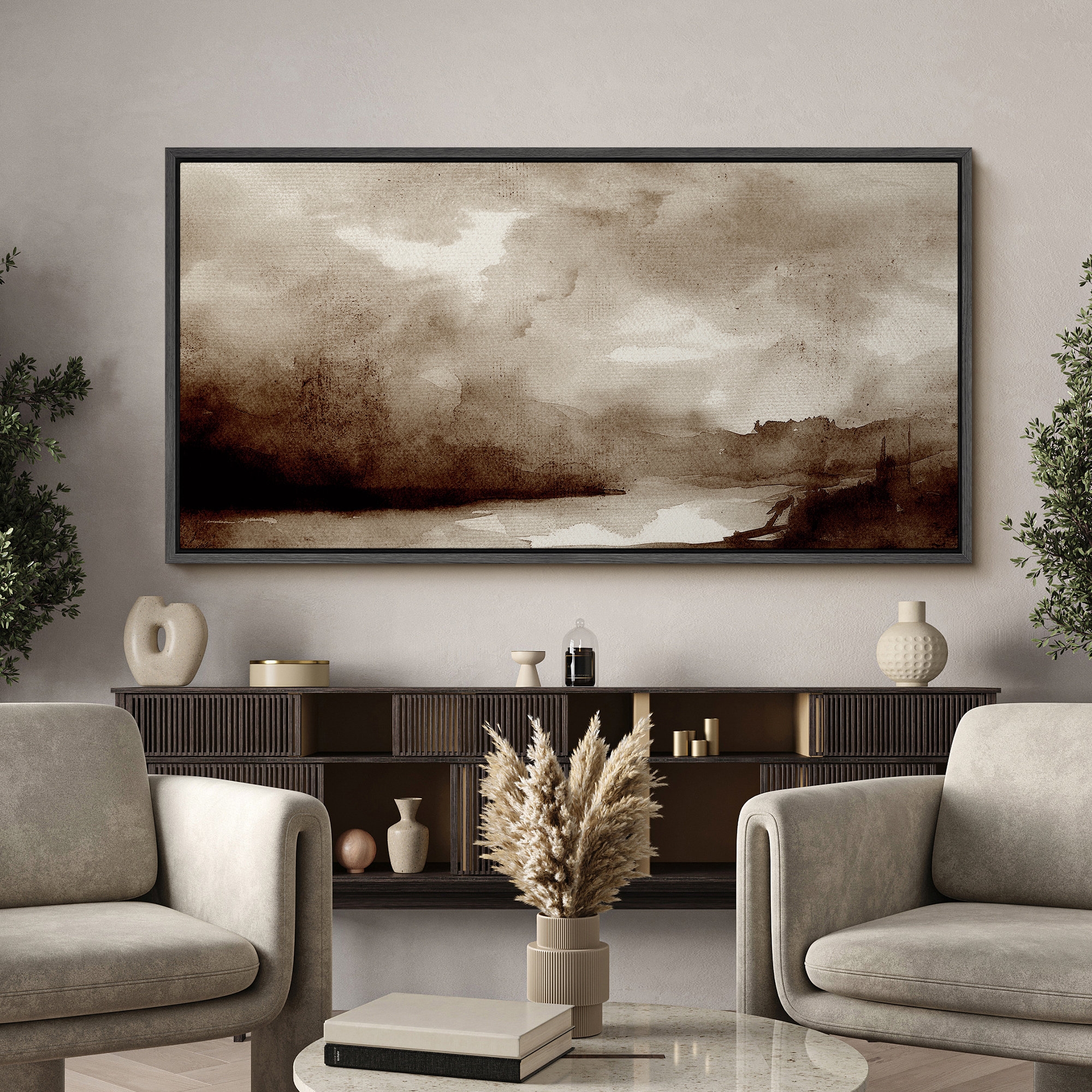 Wall Art Sepia Toned Matte Finish Moody Sepia Landscape Art