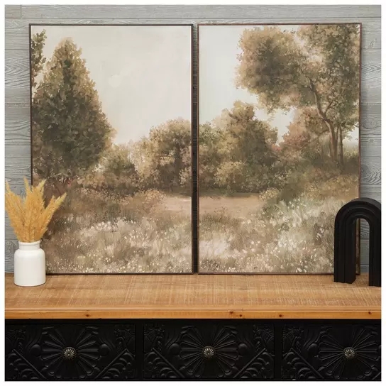 Wall Art Set: Muted Earth Tones Painterly Texture Diptych