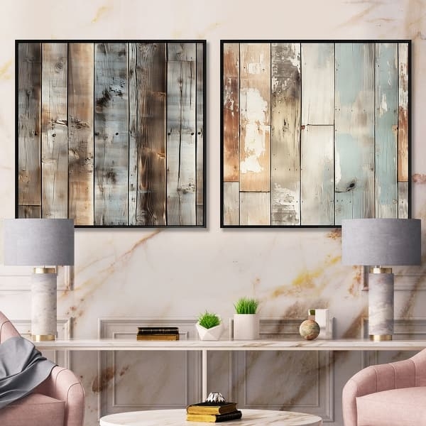 Wall Art Set: Square Vertical Plank Pattern Weathered Gallery