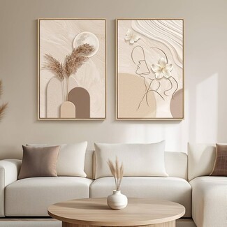 Wall Art Set: Woman Silhouette Line Art 3D Relief