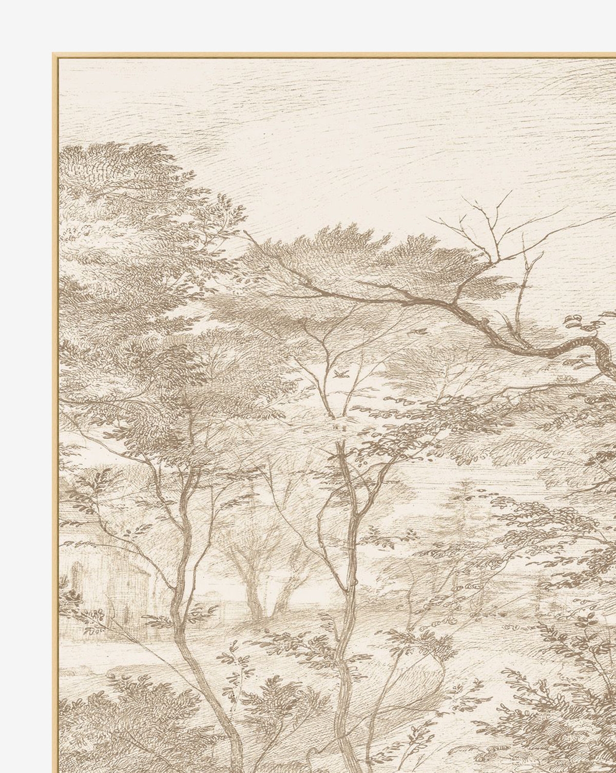 Wall Art: Traditional Toile Neutral Landscape Fine Linework