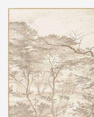 Wall Art: Traditional Toile Neutral Landscape Fine Linework